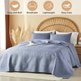 thumbnail image 2 of Davulos Ultrasonic King Quilt Bedding Set，Lightweight Blue Bedspreads Soft Modern Coverlet Set for All Seasons(1 Quilt and 2 Pillow Shams), 2 of 7
