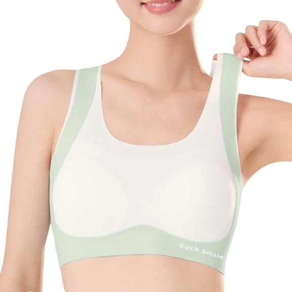 Girls Soft Training Bras 7-12 Seamless First Bra Girls Sports Bras Longline Crop - No Pads, Chest Double Lined Green 10-13Y