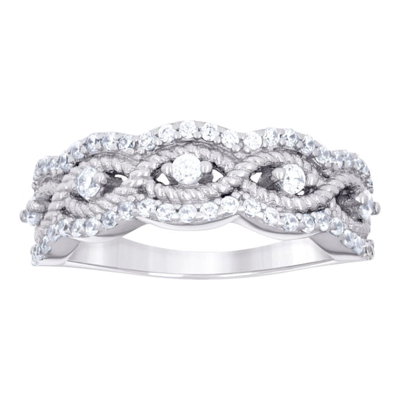 925 Sterling Silver Womens Cubic Zirconia Fashion Ring 6.6mm Wide Size 9 Ring for Women - 3.2 Grams