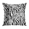 thumbnail image 1 of BOSDECO Zebra Eclectic Baroque Pattern Flowery Foliage Pillow Case Pillow Cover 16x16 inch, 1 of 1