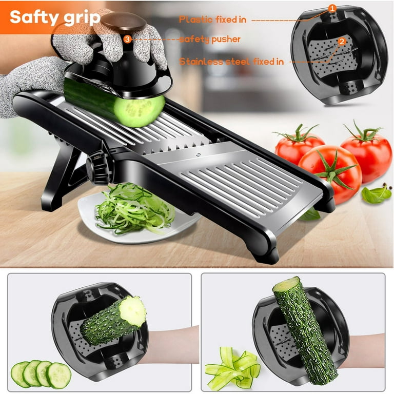  Fullstar 7-in-1 Stainless Steel Mandoline Slicer for Kitchen, Vegetable  Slicer, Veggie Chopper & Cheese Grater, Meal Prep Food Storage Container  Anti-slip Base & Protective Glove Included - Silver : Home 