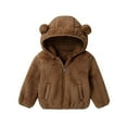 thumbnail image 2 of BFHHYA Baby Toddler Fuzzy Fleece Zip-Up Jacket (6M-4Y) Kids Bear Ear Hooded Warm Jacket Casual Winter Coat with Pockets for Fall Winter Indoor Playtime, 2 of 6