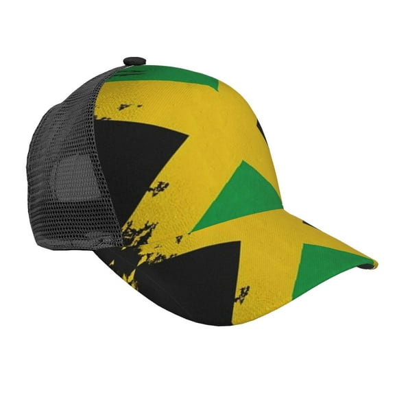 Men Women Jamaica Flag Jamaican Adjustable Trucker Hat Lightweight Mesh Back Baseball Cap One Size