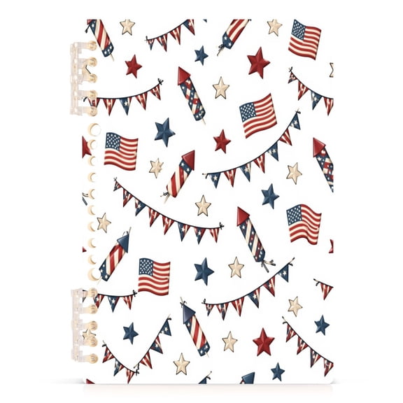 A5 Spiral Notebook 60 Sheets 80gsm Paper Ruled Journal Patriotic-themed Patterns