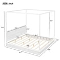 thumbnail image 4 of King Size Canopy Bed with LED Light, Wood Canopy Bed Frame with Support Slats, Canopy Platform Bed with Headboard for Bedroom, No Box Spring Needed, White, 4 of 7