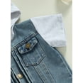 thumbnail image 6 of hirigin Kid Toddler Summer Coat, Denim Patchwork Short Sleeved Hooded Button Closure T-Shirt for Boys Girls, 6 of 8