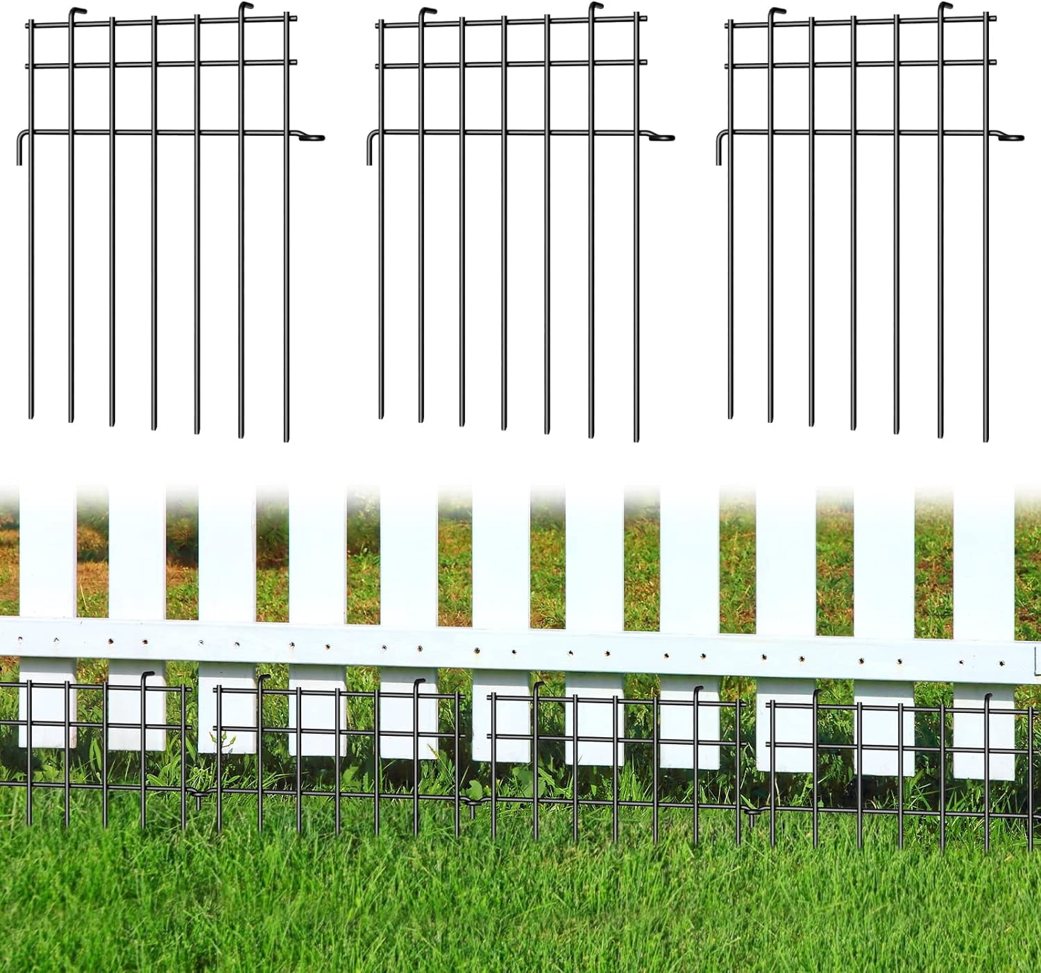 17" (H) x 25FT (L) Decorative Metal Garden Fence Outdoor Patio Barrier Compact Spacing