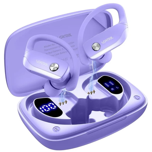 VEATOOL Auriculares Bluetooth Inalámbricos, 72H de Larga Duración, Micrófono de Reducción de Ruido