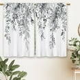 thumbnail image 6 of Eucalyptus Grey Leaves Kitchen Curtains Black White Botanical Floral Plant Small Short Cafe Window Curtains Flower Herb Bathroom Drapes Treatment Tier Curtains 2 Panels (27.5x39 Inch), 6 of 6