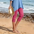 thumbnail image 4 of SAWOBUUN Womens Capri Leggings High Waisted Stretchy Cropped Pants Cutout Ankle Summer Casual Skinny Trousers, 4 of 9