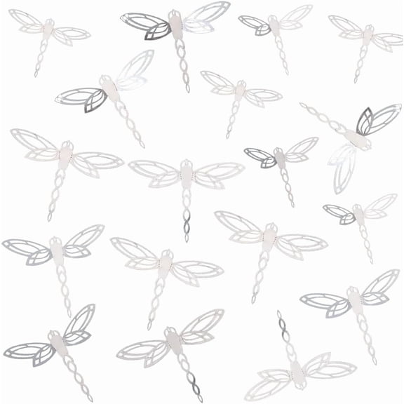 60Pcs 3 Sizes Dragonfly Wall Decor Silver Paper 3D Dragonflies Garden Art Mural Wall Stickers Indoor Outdoor Fence Hanging Decorations for Nursery Home Living Room Flowers Cake Party Window 5sets