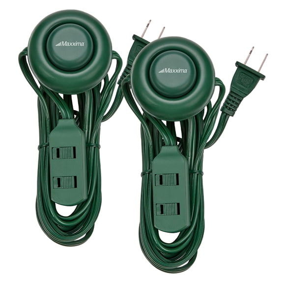 Maxxima 9 Foot 3 Outlet Foot Switch Extension Cord, Green (2 Pack)