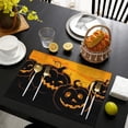 thumbnail image 4 of Hallowmas Grimace Pumpkin Ghost Boo Linen Placemats 4pcs Durable Linen Placemats 12 X 18 Inch Seasonal Farmhouse Holiday Rustic Decor for Kitchen Dining Table Halloween Gifts, 4 of 5