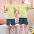 thumbnail image 5 of Taqqpue Girls Boys 2 Piece Outfit Summer Short Sleeve Loose Fit Round Neck T-Shirt and Shorts Set Casual Solid Color Activewear Sweatshirt for Kids 2-16Y, 5 of 5