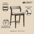 thumbnail image 4 of Patricia Modern Wood Upholstered Counter Stool in Linen, 4 of 9