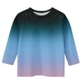 thumbnail image 4 of 3/4 Sleeve Tops for Girls Boys Size 3-12 Crewneck T-Shirts 2025 Toddlers Kids Trendy Gradient Printed Pullover Basic Going-Out Blouses Top, 4 of 5