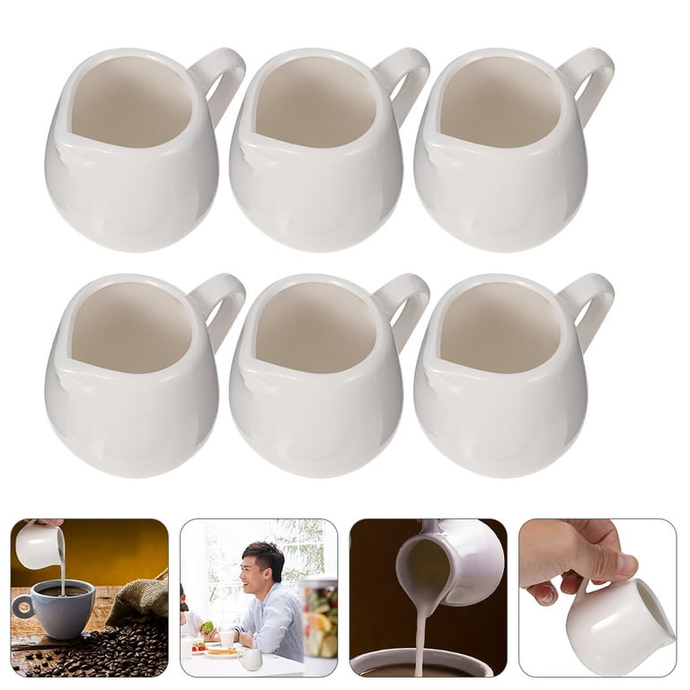 2pcs Ceramic Pitcher Small Creamer Pitcher Latte Art Pitcher Coffee Syrup Pitcher, Size: 8.5X6X7.5CM