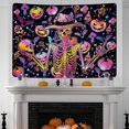thumbnail image 1 of Tapiz de calavera de rock and roll, divertidos tapices de esqueleto, tapiz de setas hippie, tapiz de calabaza de Halloween, tapiz de estrellas de colores (95 x 73 cm), 1 of 5