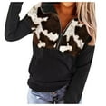 thumbnail image 2 of Aayomet Womens Long Sleeve Half Zip Up Sweatshirt Stylish Loose Fit Casual Pullover Tops Black,XL, 2 of 4