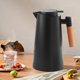thumbnail image 5 of Tetera aislada, uso doméstico, tetera de presión, doble forro de vidrio, mango de madera de haya, fuerte retención de calor, presiona un botón, sin agua, termo negro, 5 of 6
