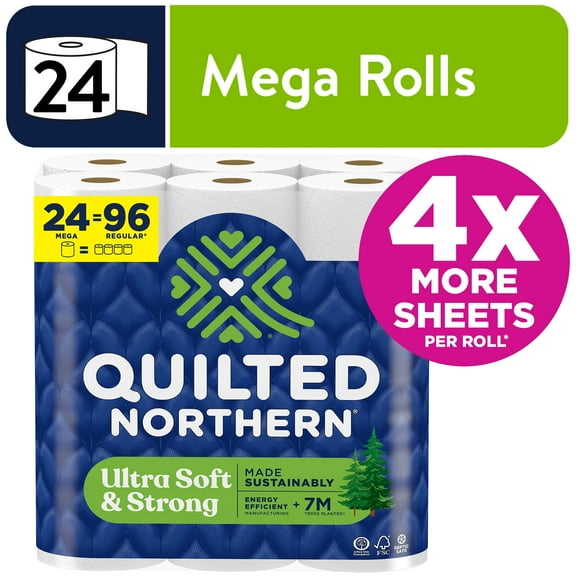 Quilted Northern Ultra Soft & Strong 2-Ply Toilet Paper, 24 Mega Rolls, 295 Sheets per Roll