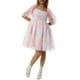 thumbnail image 5 of Vestido de princesa de tul con mangas abullonadas de Tsseiatte para mujer, minivestido de hada con teñido anudado y hombros descubiertos, vestido de fiesta de noche de corte A, 5 of 8