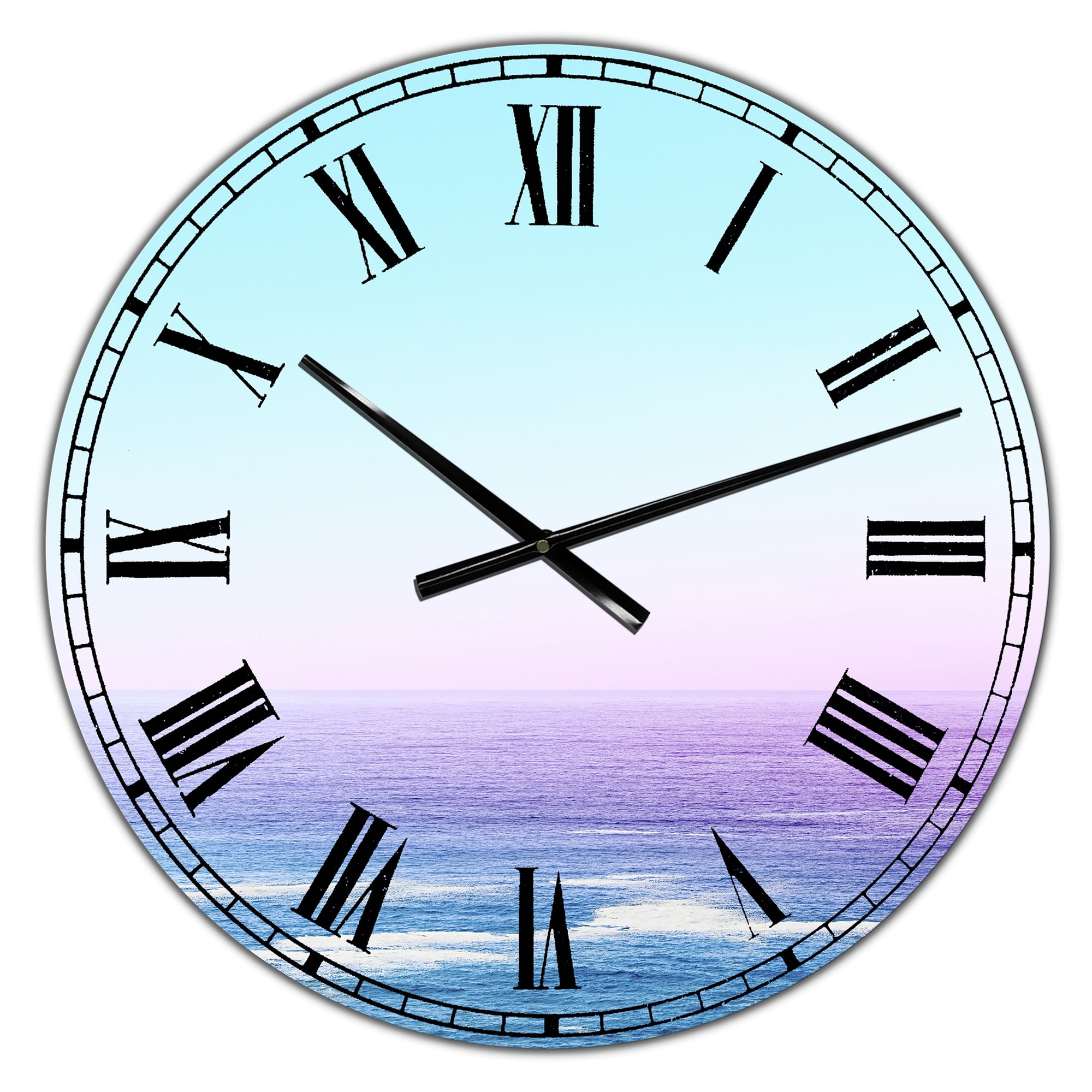 Designart Large Blue Analog Round Nautical,Coastal Wall Clocks