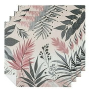 Nawy Jungle Pattern Exotic Tropical Summer Graphic Pink Blue Palm Hawaiian Leaf Fan Fern Travel Foliage Dinner Napkin 4 PCS