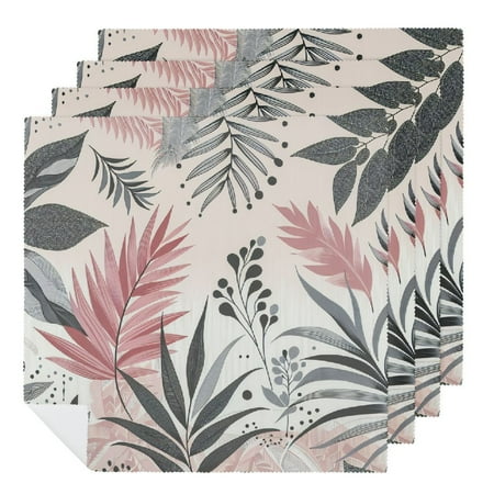 Nawy Jungle Pattern Exotic Tropical Summer Graphic Pink Blue Palm Hawaiian Leaf Fan Fern Travel Foliage Dinner Napkin 2 PCS