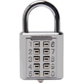 thumbnail image 1 of HUGFEGWE 10 Digit Combination Padlock Push Button Digital Lock for Suitcase Luggage Drawer Door Toolbox,Fixed Gym Cabinet Door Toolbox Padlock Gym Sports School and Employee Lock,Silver Tone, 1 of 8