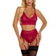 thumbnail image 5 of Conjunto de ropa interior sexy Sujetador de encaje floral Panty Ropa de dormir para mujer Regalo, Rojo vino, S tholdsy XX000056-02, 5 of 7