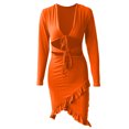 thumbnail image 4 of Leutsin Robe Asymétrique Unie pour Femmes Robe de Club Courte Basique Grande Taille, 4 of 7