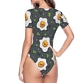 thumbnail image 4 of Haiem Cute Poached Eggs Women's Crew Neck Short Sleeve Bodysuit Tops Stretchy Slim Basic-XX-Large, 4 of 9