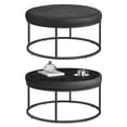 thumbnail image 2 of SONGMICS HOME LUIZ Collection - Ottoman, Round Coffee Table, Footstool, Reversible Top, Padded Seat, Side Table,Ink Black, 2 of 6