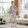 thumbnail image 6 of FORMRS Onesies Pajama for Adults Unisex Hoodie Winter Jumpsuit One Piece Sleepwear, Sizes S-2XL, White Doodle Pattern, 6 of 7