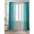 thumbnail image 2 of Teal Green Sheer Curtains 96 Inch Long 2 Panels, Gradient Wood Grain Farmhouse Retro Striped Light Filtering Rod Pocket Semi Sheer Curtains, Sheer Voile Drapes for Living Room Bedroom, 52"x96", 2 of 5