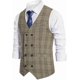 thumbnail image 2 of Chaleco de traje de negocios a cuadros para hombre, chaqueta de corte regular, chaleco informal a cuadros irregulares, chaleco de negocios cruzado, 2 of 5