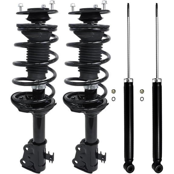 Detroit Axle - 4pc Struts Shocks Kit for 2000-2005 Toyota Echo, 2 Front Struts with Coil Spring Assembly 2 Rear Shock Absorbers 2001 2002 2003 2004 Replacement Suspension Kit