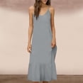 thumbnail image 2 of Kvture Women Flowy Tiered Maxi Dress Sleeveless Cami Sundress Adjustable Strap Long Beach Sun Dresses Vacation House Dress Gray, 2 of 6