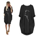 thumbnail image 3 of PENGXIANG Robe Chandail Oversize pour Femmes Imprimé Chat Manches Courtes Été Poche Mini Robe de Plage pour Femmes 2022, 3 of 5