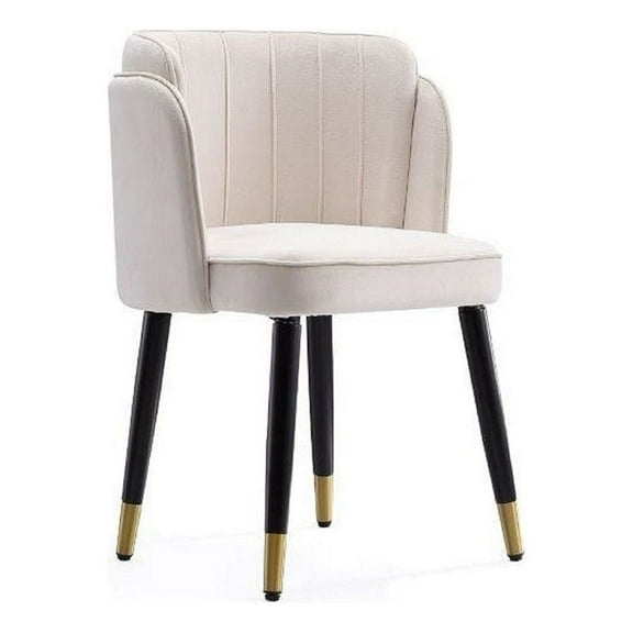 Manhattan Comfort Zephyr 18.9" Velvet & Wood Dining Chair in Cream