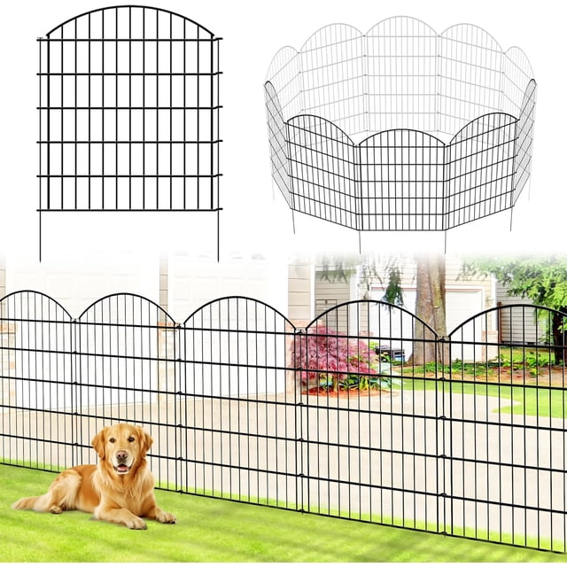 Metal Garden Fence H x W ( Panels Total Length . ft) Rustproof No Dig Fence for Dog Rabbits and Patio Yard Animal Barrier