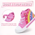 thumbnail image 4 of MODEBYME Kids Toddler Light Up Sneakers Girls High Top Flashing Walking Canvas Shoes, Pink, Size 1, 4 of 7