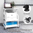 thumbnail image 4 of Natwind Large Printer Stand,24''x20''x29''Printer Table with Adjustable Storage Shelf,3 Tier Rolling Printer Cart with Wheels,Home Office Multifunctional Shelves for Heat Press,3D Printer (White), 4 of 8