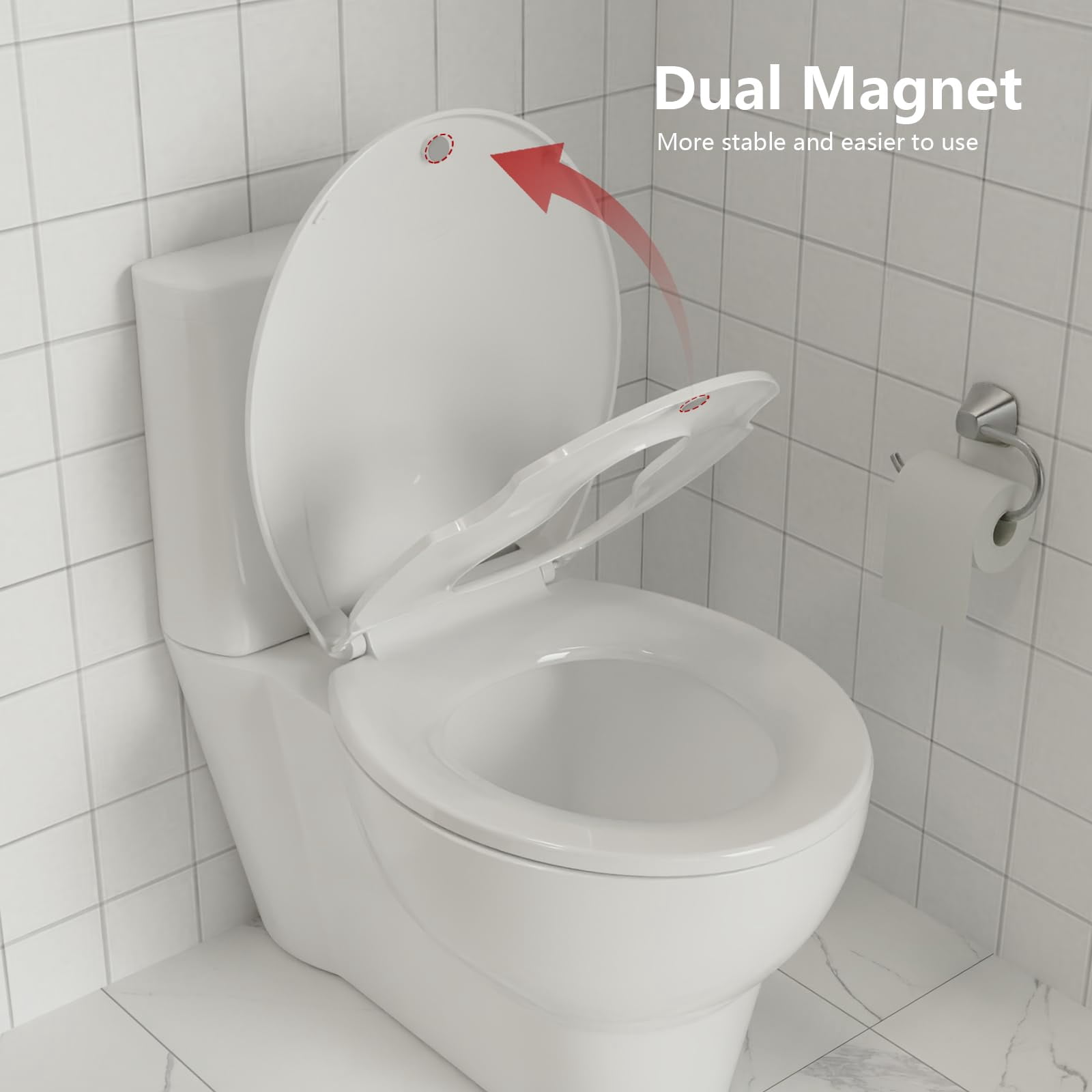 Soft Close Commercial Toilet Seat with Built-in Toddler Potty Training - No Wiggle, Durable PP, Easy Install & Clean, 17" Round, F2040S American Standard, 2 Pack, White