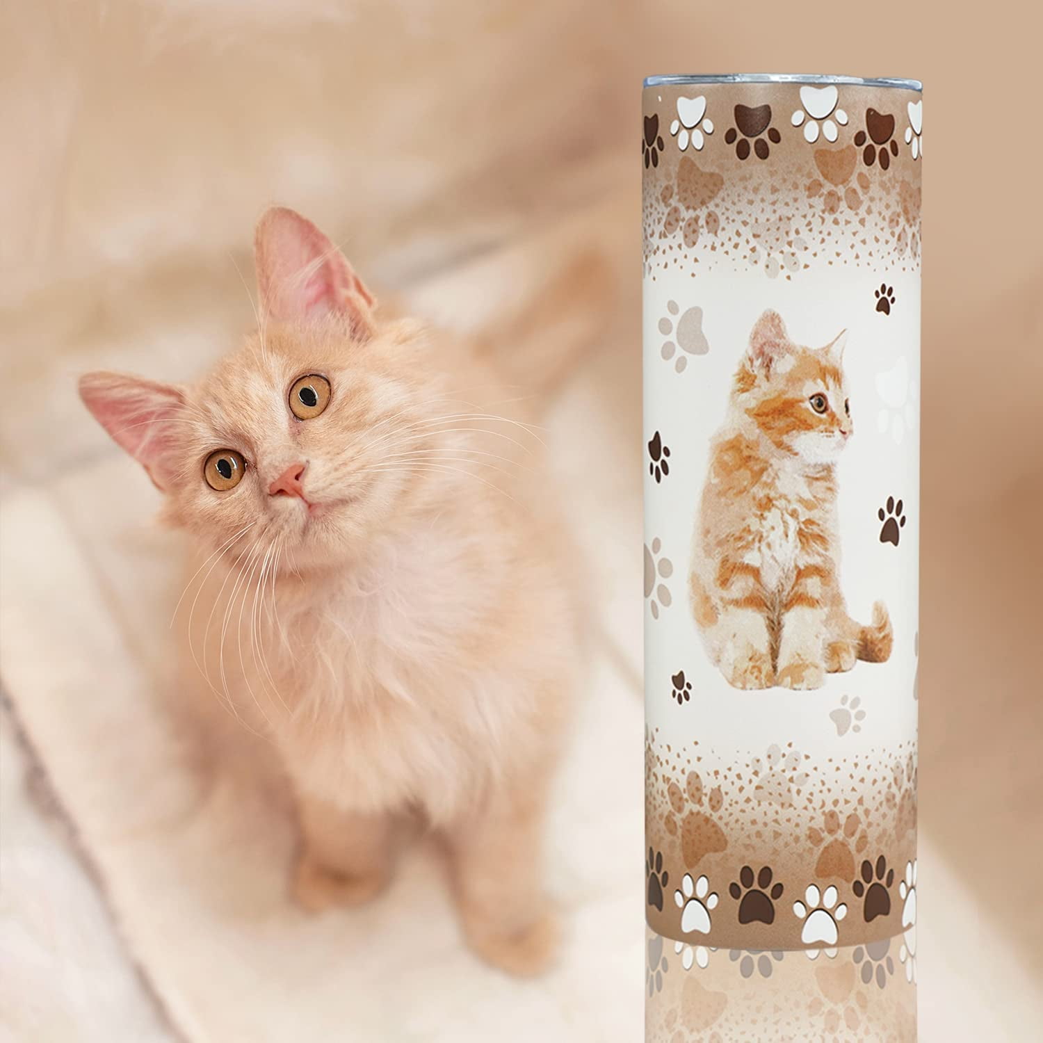 Dream Lifestyle 420ml Cute Cat Travel Tumbler Mug, Double Walled Glitter Cup with Straw for Girls, Plastic Watter Bottle for Ice Coffee Drinkware