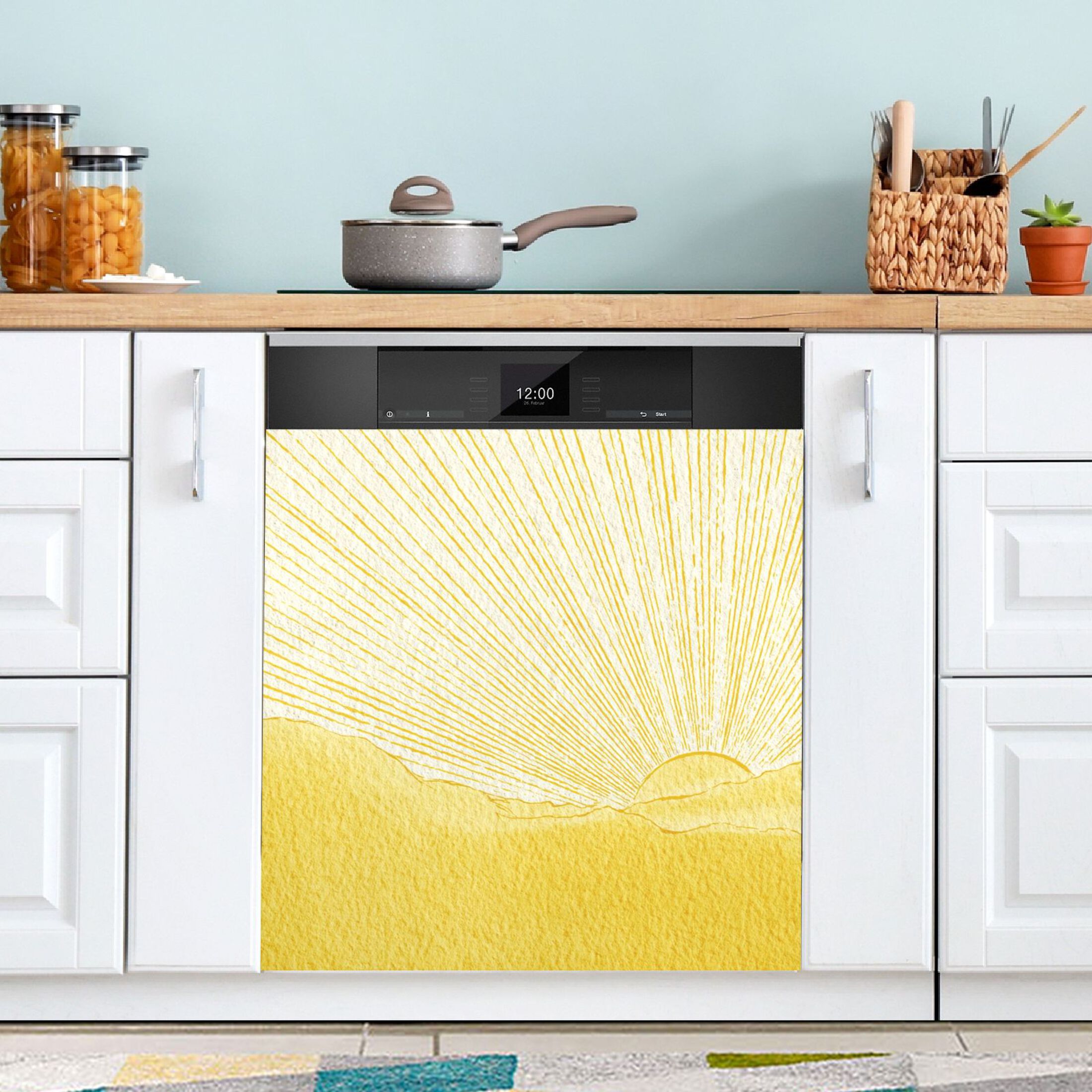 IAUYY Magnetic decorative sticker - 23x26 Inch PVC Refrigerator Decorative Cover, Removable DIY Art for Kitchen Appliances Sky with A Yellowish Hue
