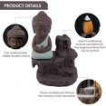 thumbnail image 4 of Small Buddha Cone Incense Burner Ceramic Backflow Incense Stick Holder Monk Ash Catcher Decoration (Green), 4 of 7