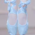 thumbnail image 2 of Miluxas Girls Ballet Dance Shoes Flat Slipper with Ribbon Light Blue 8.5 Years, 2 of 5