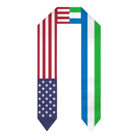 Sierra Leone & USA United States Flag Shawl Sash Stole Graduation Shawls Wraps Scraf For International Study